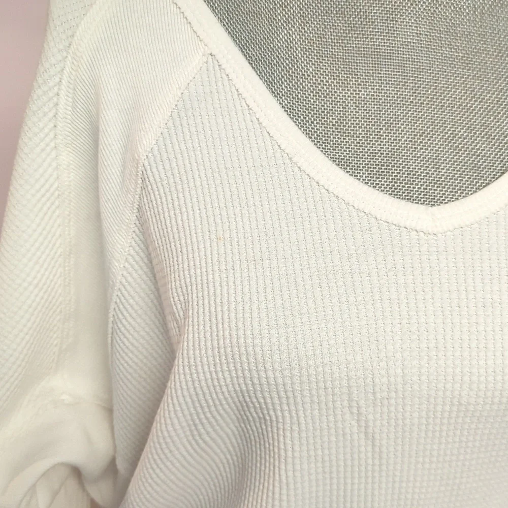 NWOT Free People Santa Clara White Long Sleeve Thermal Shirt - Picture 4 of 6